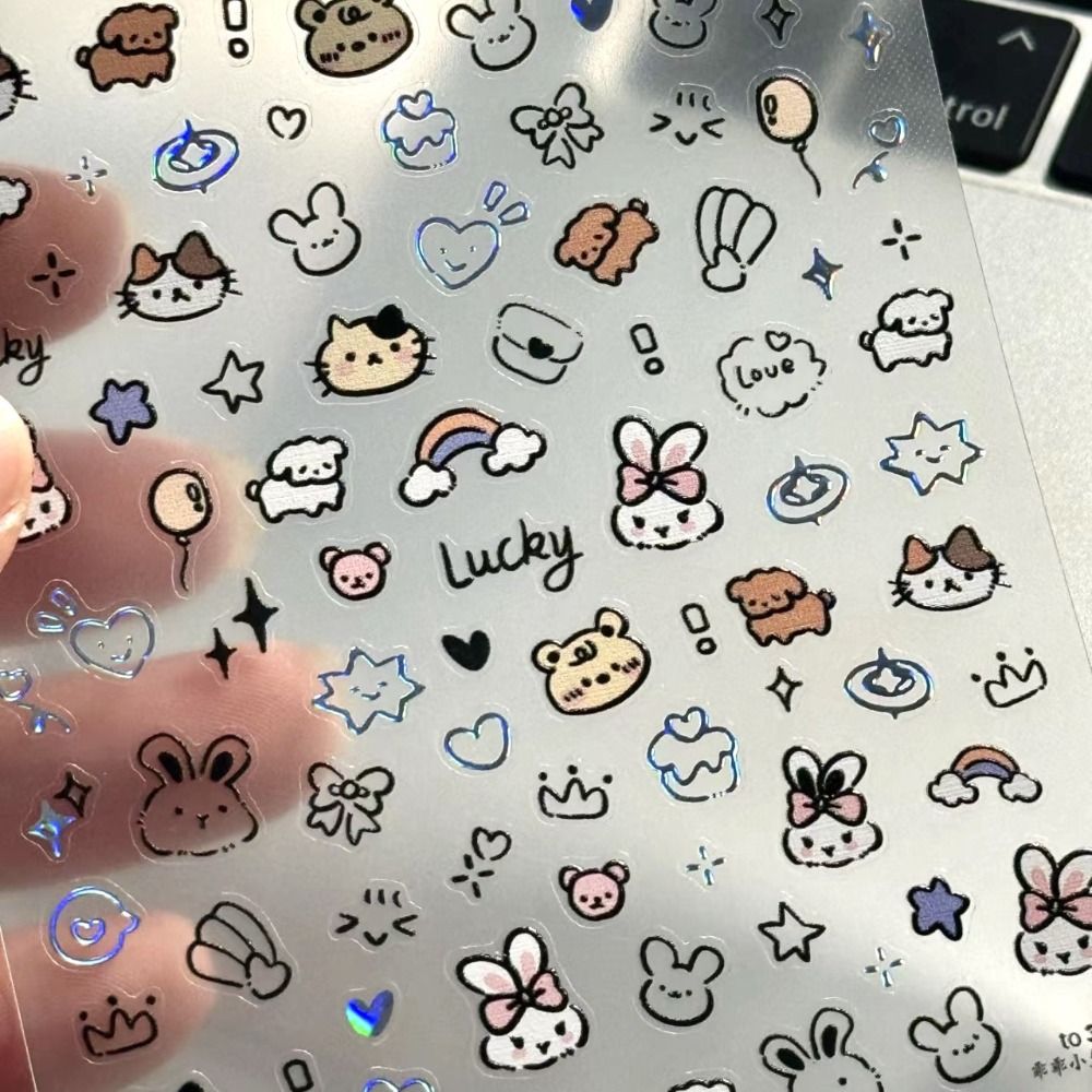 3D Cute Cartoon Little Rabbit Sticker Soft Embossed Decoration Stickers Self Adhesive Cup Pen Holder Stickers Album Diary Decals