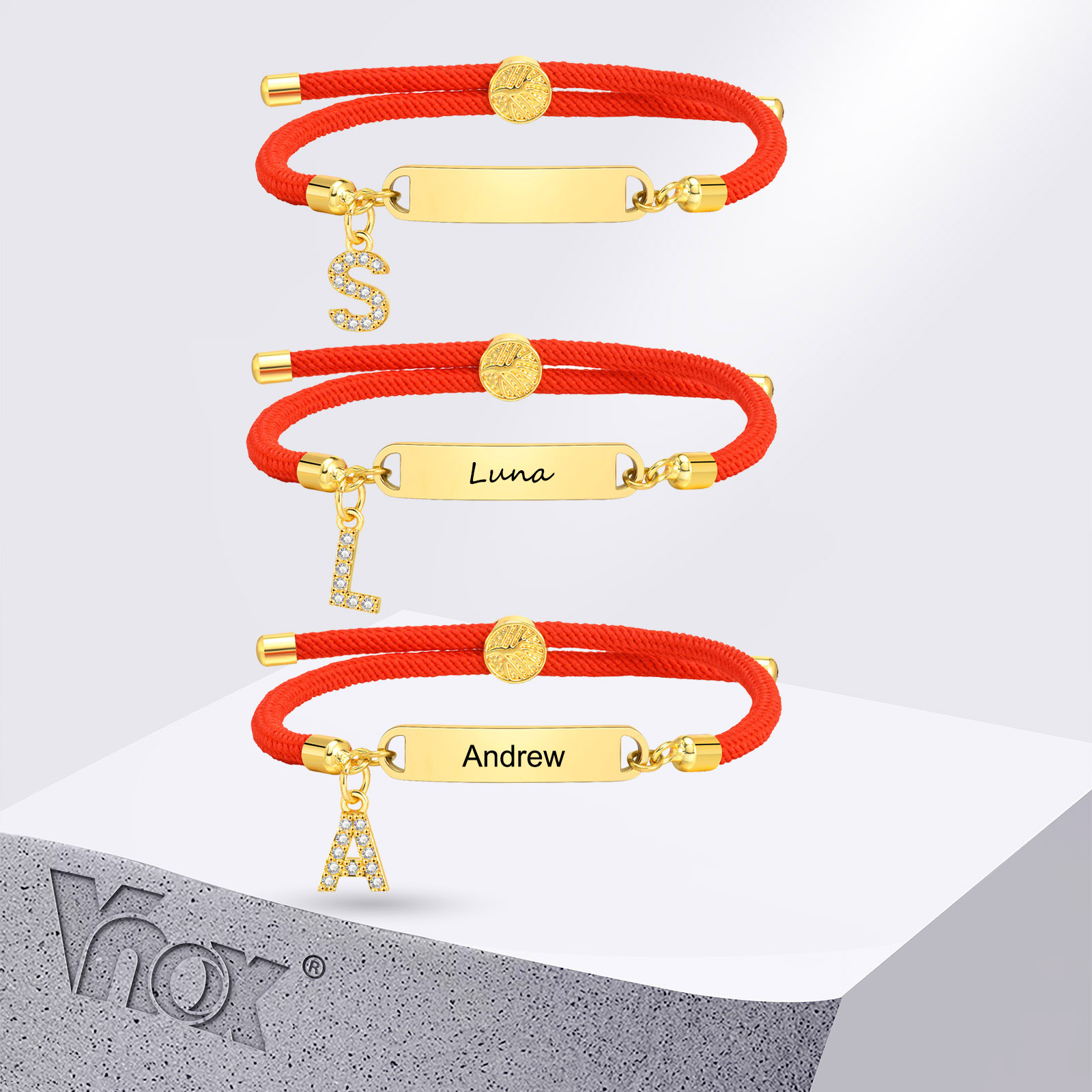 Vnox ฟรีเด็กชื่อ Birthdate สร้อยข้อมือสําหรับทารกแรกเกิดชื่อสร้อยข้อมือ, A-Z ตัวอักษรเริ่มต้นสร้อยข้อมือของขวัญเด็กผู้หญิง