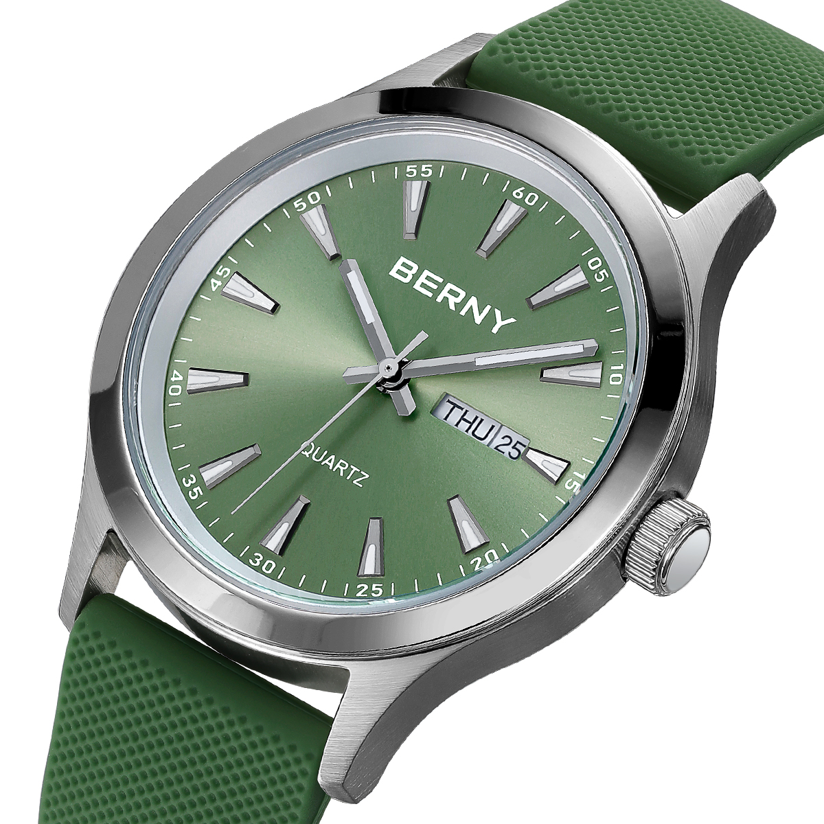 BERNY Relógios para Homens 40mm Luminoso Elegance Vestido Relógio de Quartzo Calendário Semana Luxo À Prova D 'Água Casual Negócios Relógio de Pulso Masculino