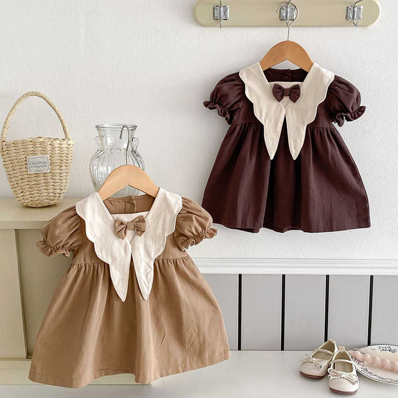 Robe de princesse à manches courtes en coton pour petite fille, vêtement de fête pour enfant de 0 à 4 ans, nouvelle collection 2024
