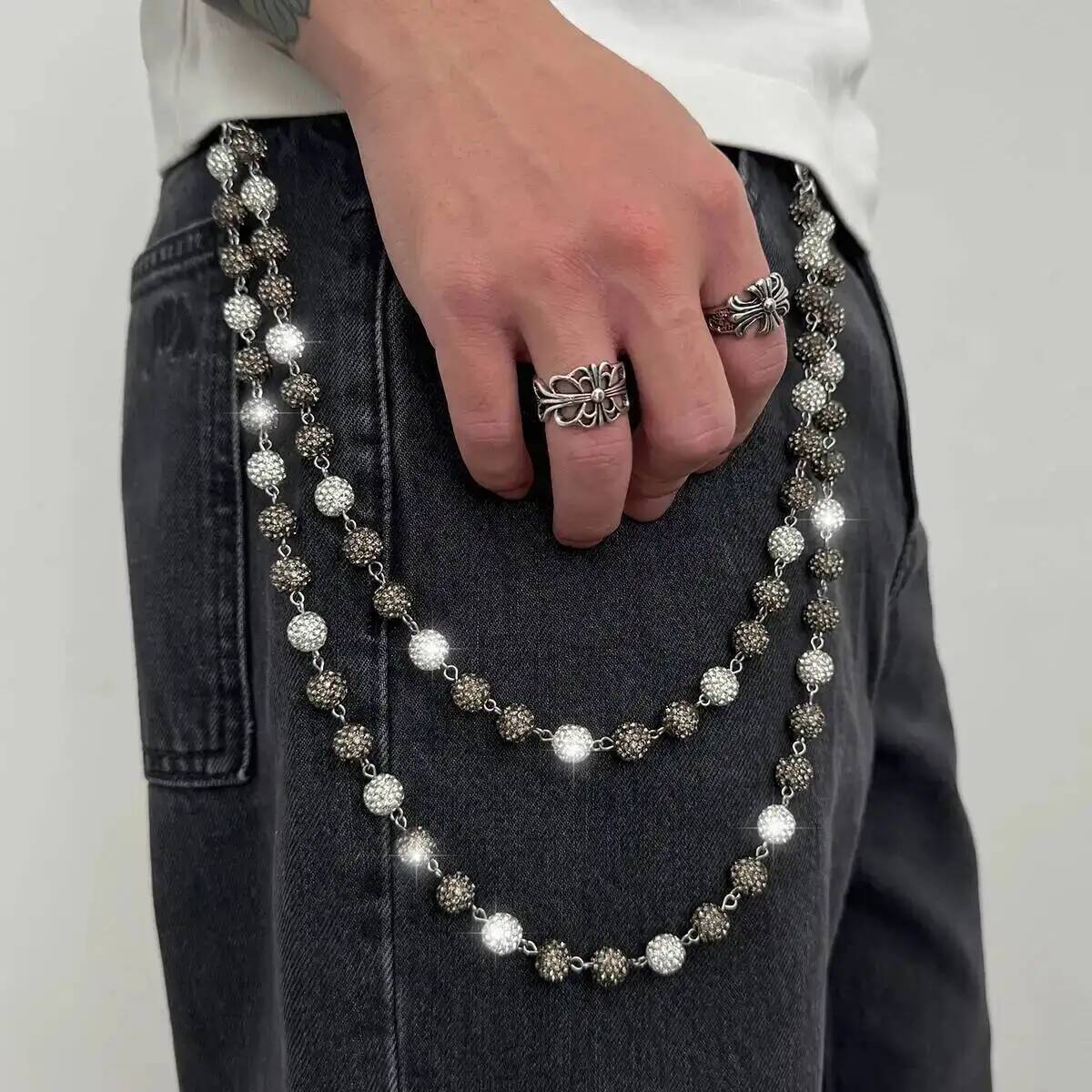 PuRui Creatieve Punk Strass Sleutelhanger Portemonnee Riem Ketting voor Mannen Trend Rock Broek Broek Jeans Keten Straat Sieraden Steampunk