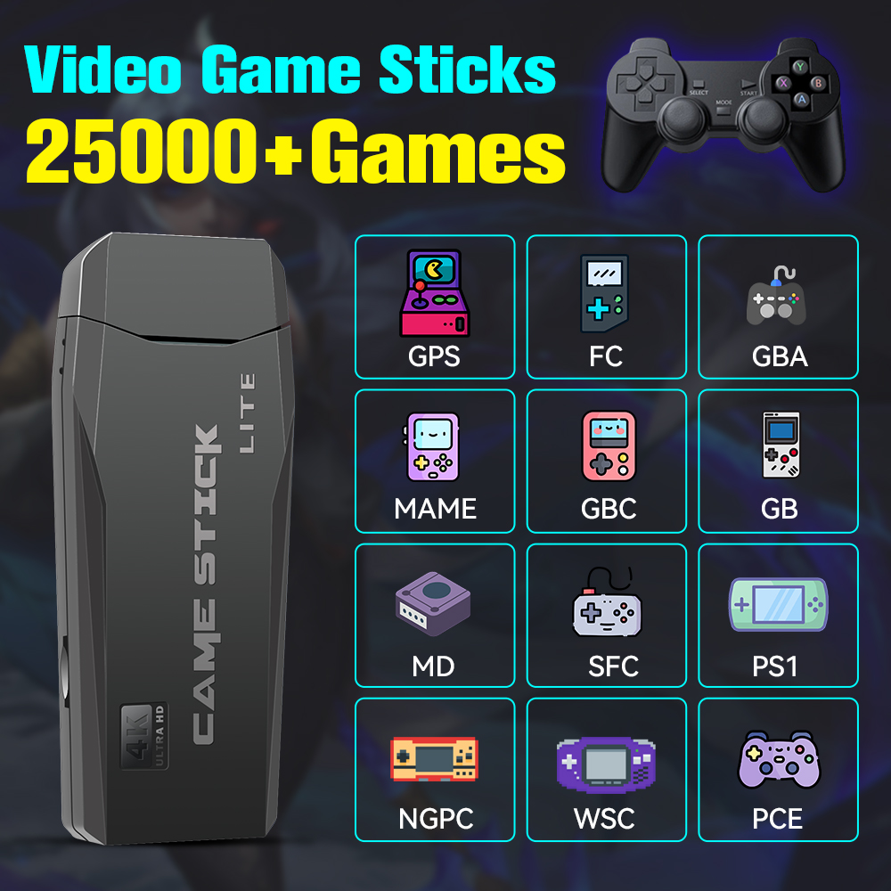 M8 Ретро игровой Стик с 25000 + игр с для PS1/MAME/FC/CPS/SFC/GB 12 имитаторов игровых консолей для ТВ Plug & Play с 2 геймпадами