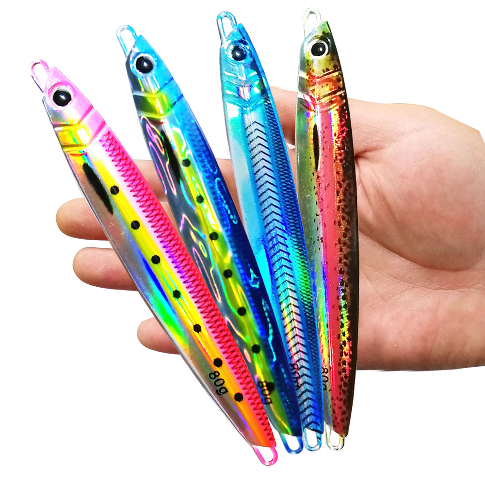 Señuelo JIg de caída lenta, plantilla UV de Pesca con estampado 3D de pescador, cebo duro de Metal que se hunde, 1 ud.