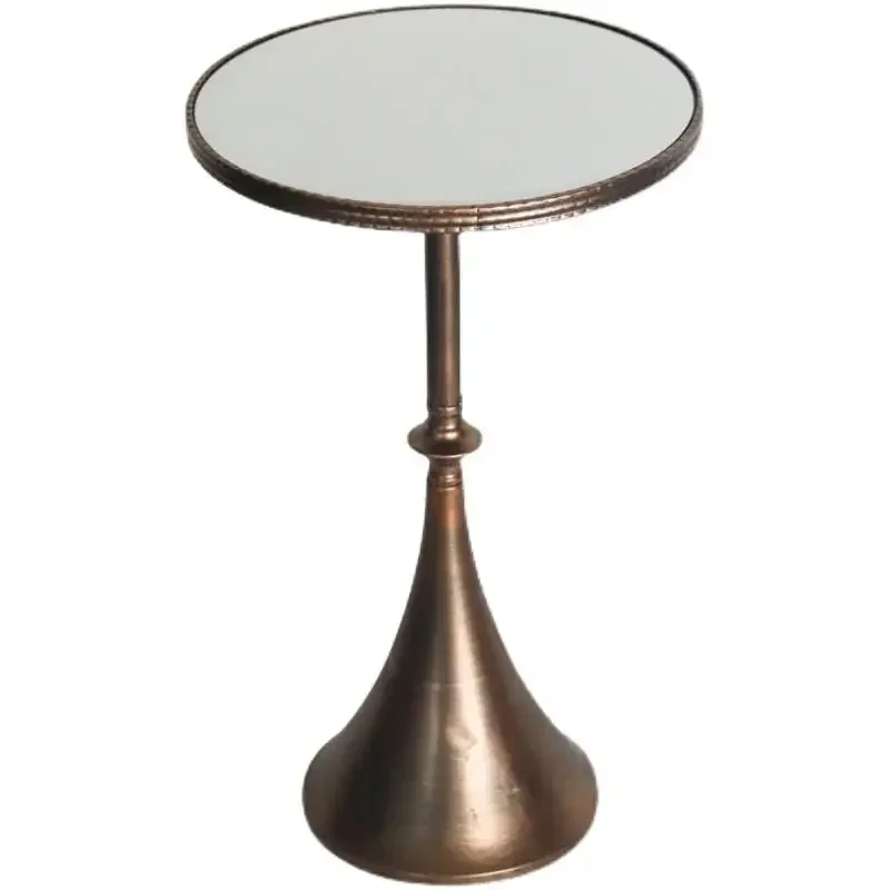 A Iron Glass Round Embossed Edge Side Table Home Furniture Sturdy Sofa Corner Table Balcony Coffee Table Cafe Hotel Restaurant