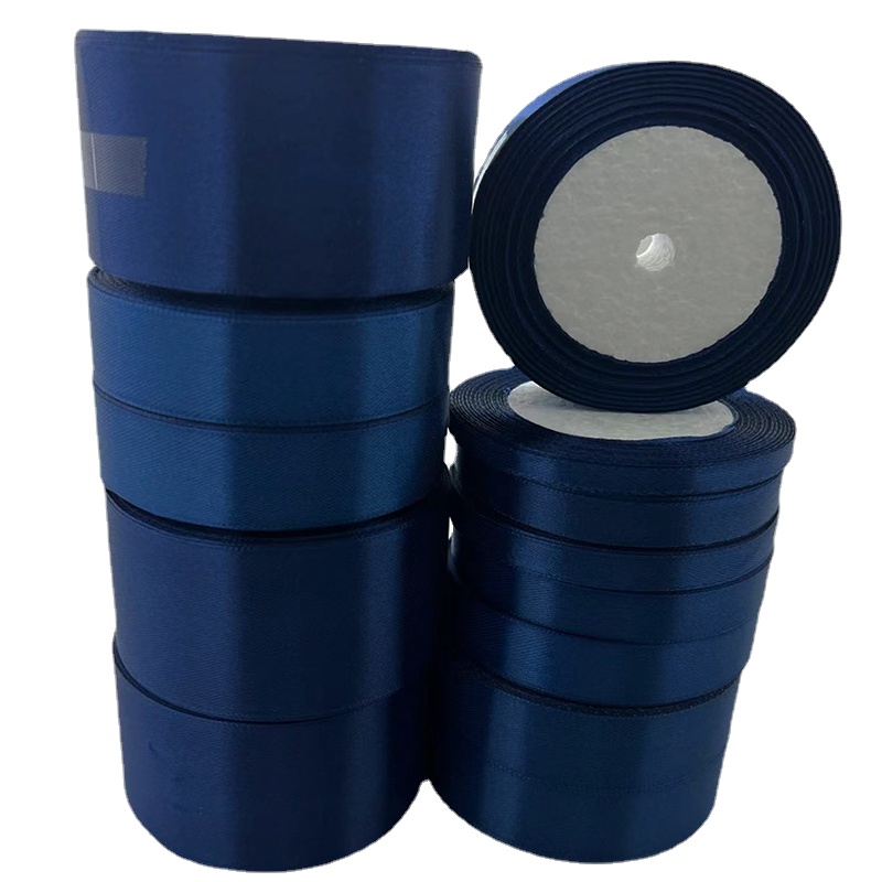 Cinta de Satén de Poliéster Azul Marino de 22 Metros/Rollo para Decoración de Navidad, Bodas, Fiestas, Proms, Envoltura de Pasteles, Accesorios para el Cabello DIY B