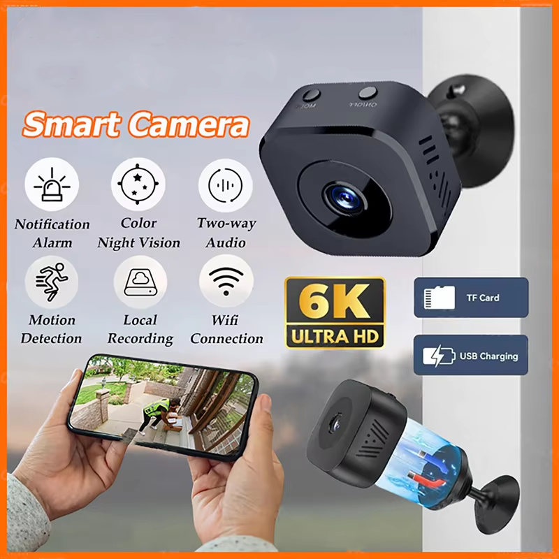 Мини-камера безопасности Pro 4K FullHD Wi-Fi наблюдения с 2-сторонней аудиосвязью обнаружения движения инфракрасная камера ночного видения
