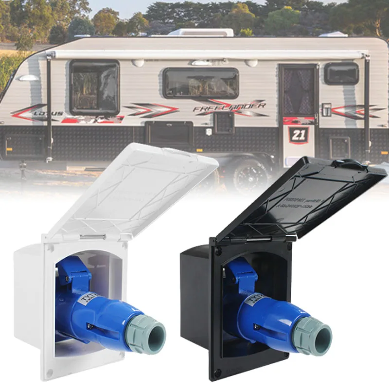 キャラバンとキャンピングカー用の外部電気ソケット,防水ハウジングアクセサリー,220v-250v,16a,1個