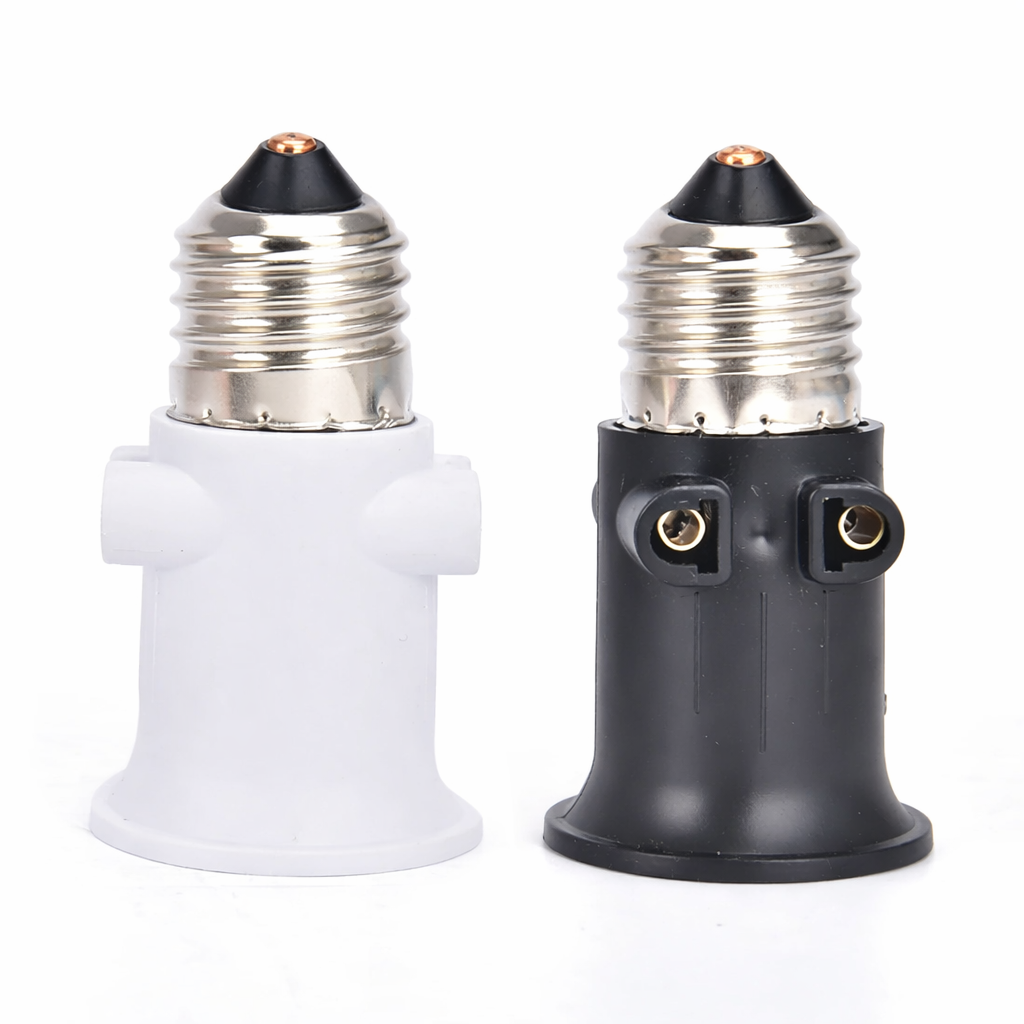 1 Uds E27 PBT adaptador de bombilla ignífugo soporte de lámpara Base con enchufe europeo AC100-240V 4A convertidor de enchufe de bombilla blanco y negro