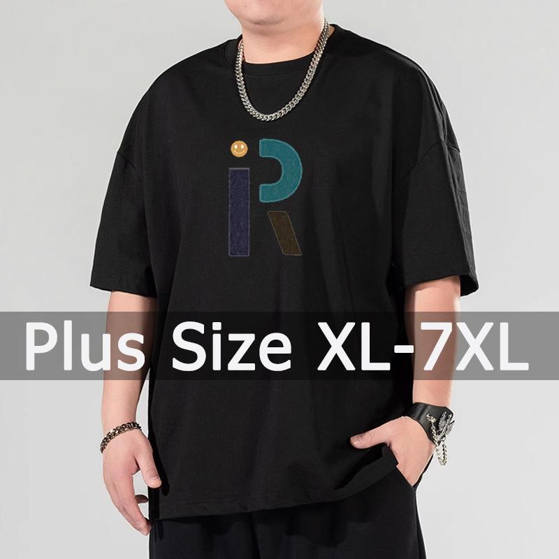 Męskie koszulki oversize Plus Size 4XL 5XL 6XL 7XL T-shirt z nadrukiem dla 110-175kg Letnia bawełniana koszulka z okrągłym dekoltem i krótkim rękawem