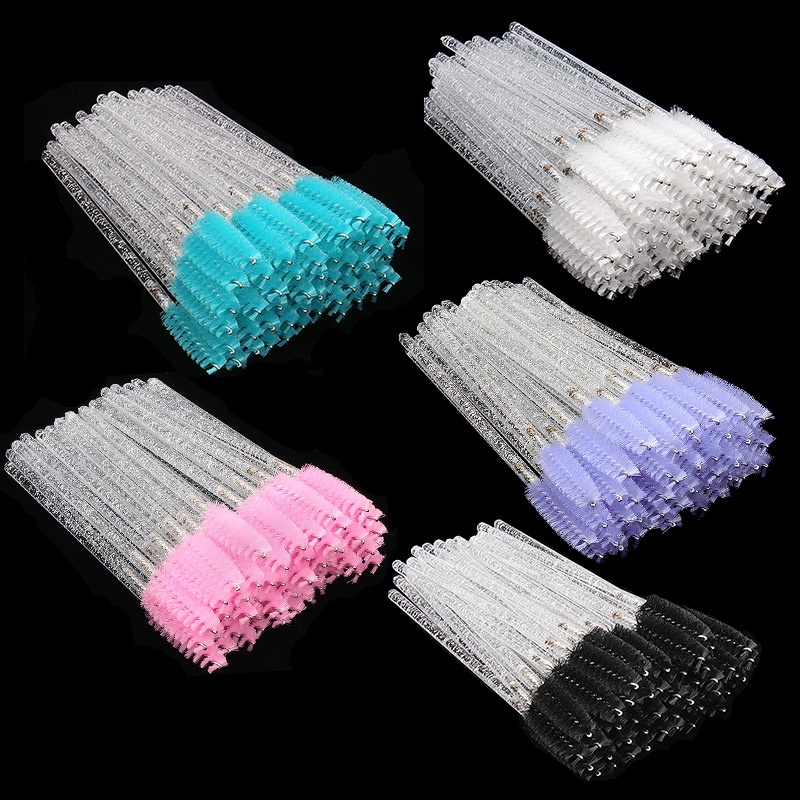 Wegwerp Kristallen Wimpers Borstel Kam 50 Stuks Wimpers Verlenging Mascara Wands Make-up Professionele Make-up Beauty Tool