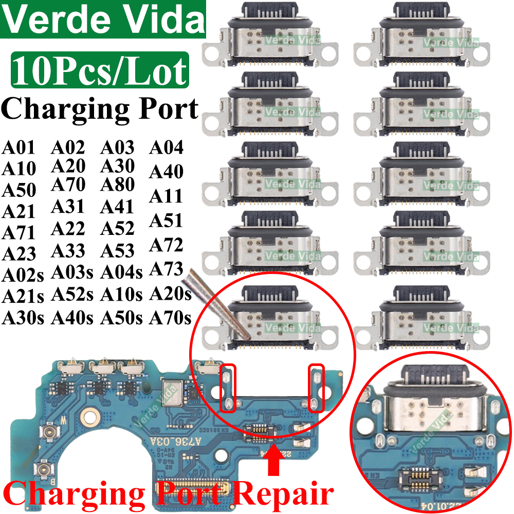 10 шт. оригинальный разъем для зарядки Samsung A52 A72 A30s A21 A20s A51 A70s A71 A11 A31 A54 A52s A10s, порт зарядки Type C, док-станция
