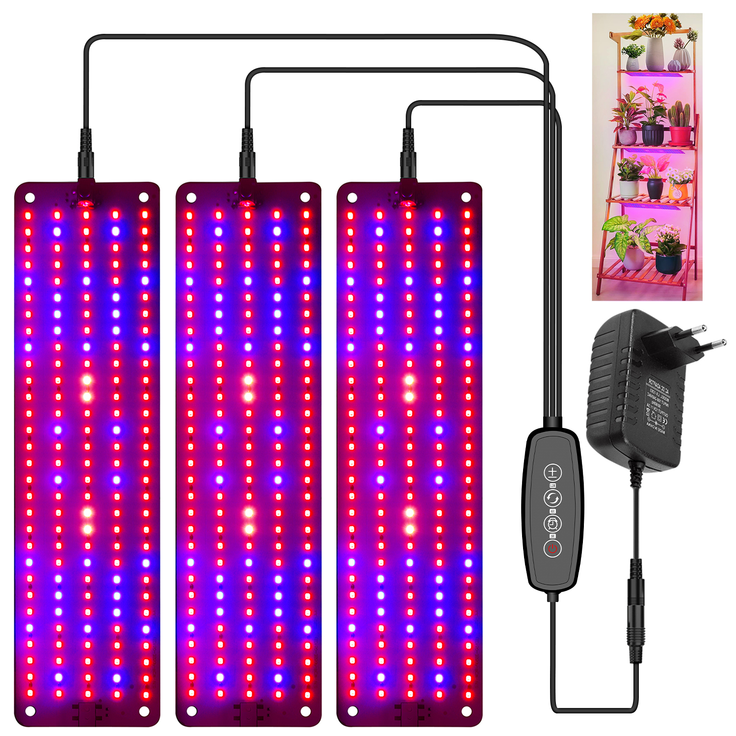 Lampe LED de croissance pour plantes d'intérieur, spectre complet, minuterie marche/arrêt automatique, 3/6/12H, 3 Modes d'éclairage, 6 niveaux à intensité variable, 12V
