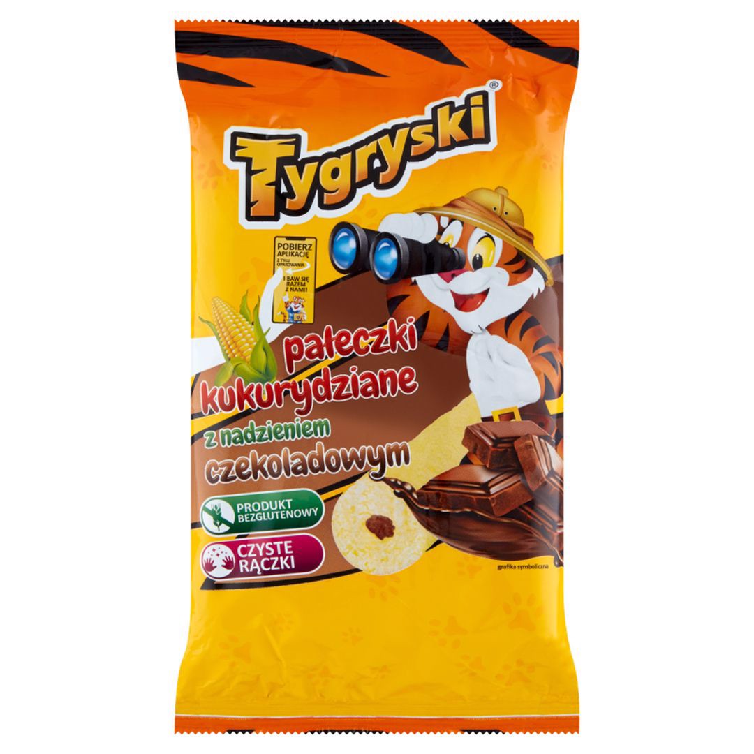 Tygryski Pałeczki kukurydziane z nadzieniem czekoladowym 60 g