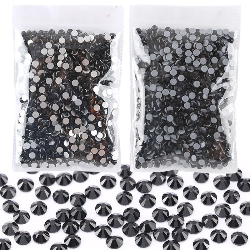 Strass en verre de cristal noir, Flatback, Non correcteurs/correcteurs, pour Nail Art, couture et vêtement en tissu, SS6-SS30