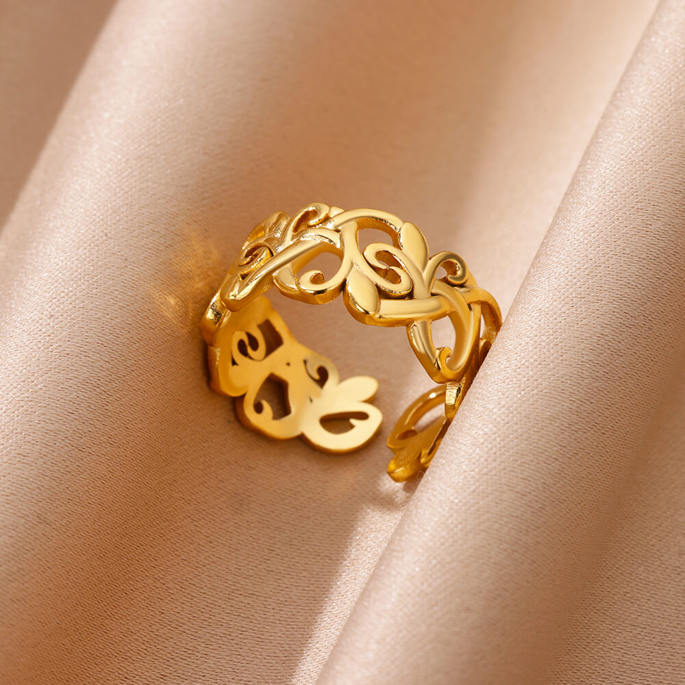 Bague Ouverte de Vigne en Acier Inoxydable pour Femme, Bijoux Esthétique de Mariage, Cadeau de Noël, Accessoires BFF