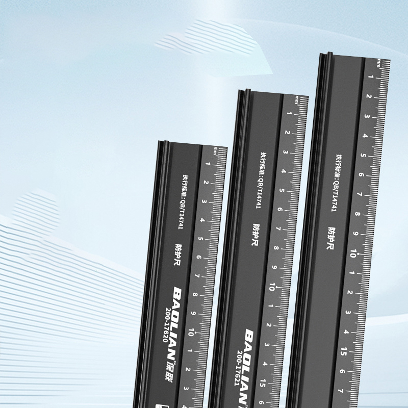 Professionelles Aluminium-Sicherheitslineal mit Fingerschutzkante und rutschfester Basis – perfekt für präzises Schneiden und Basteln – langlebig