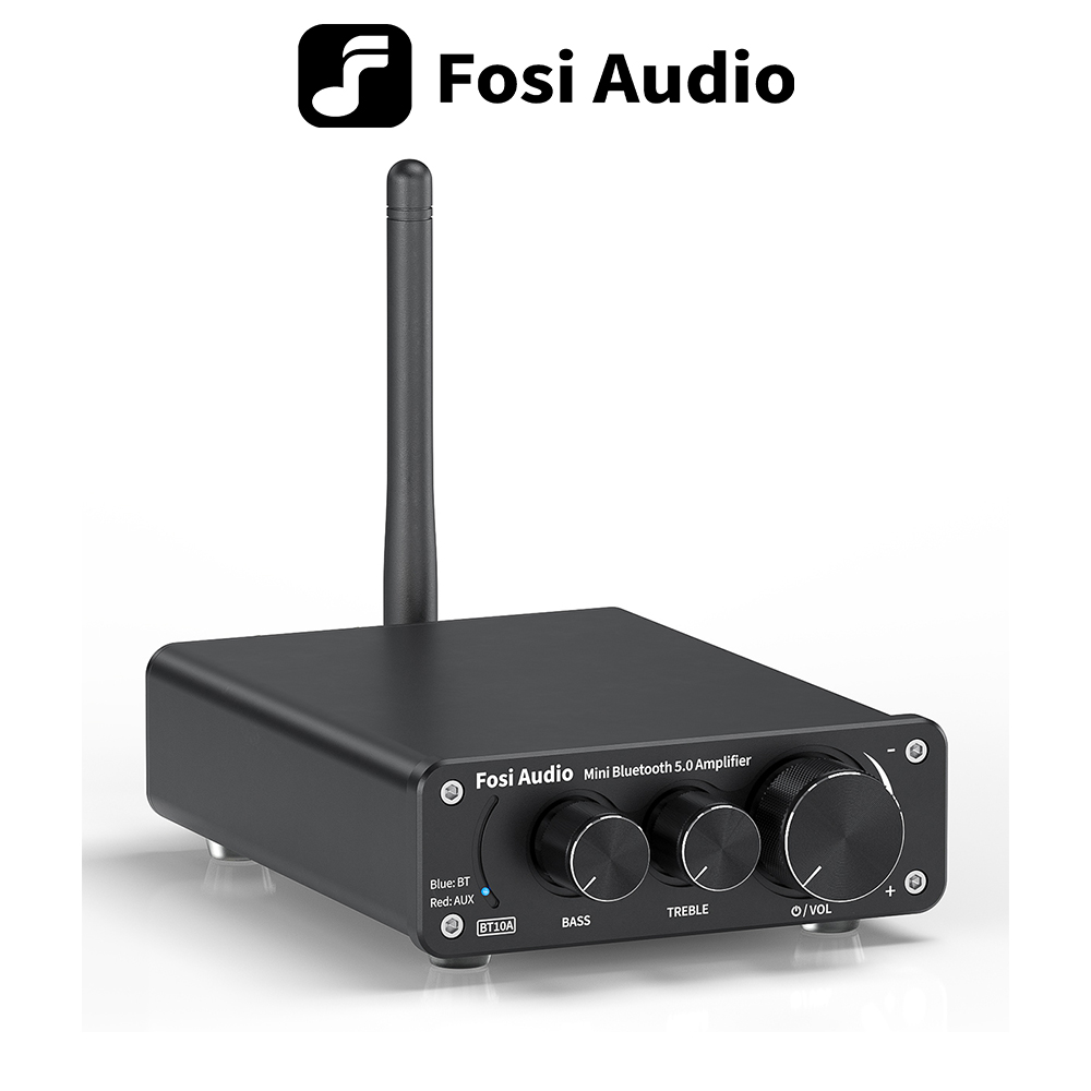 Fosi Audio BT10A Bluetooth 2-kanałowy wzmacniacz stereo TPA3116D2 Mini HiFi Digital Amp do głośników 50W Treble & Bass