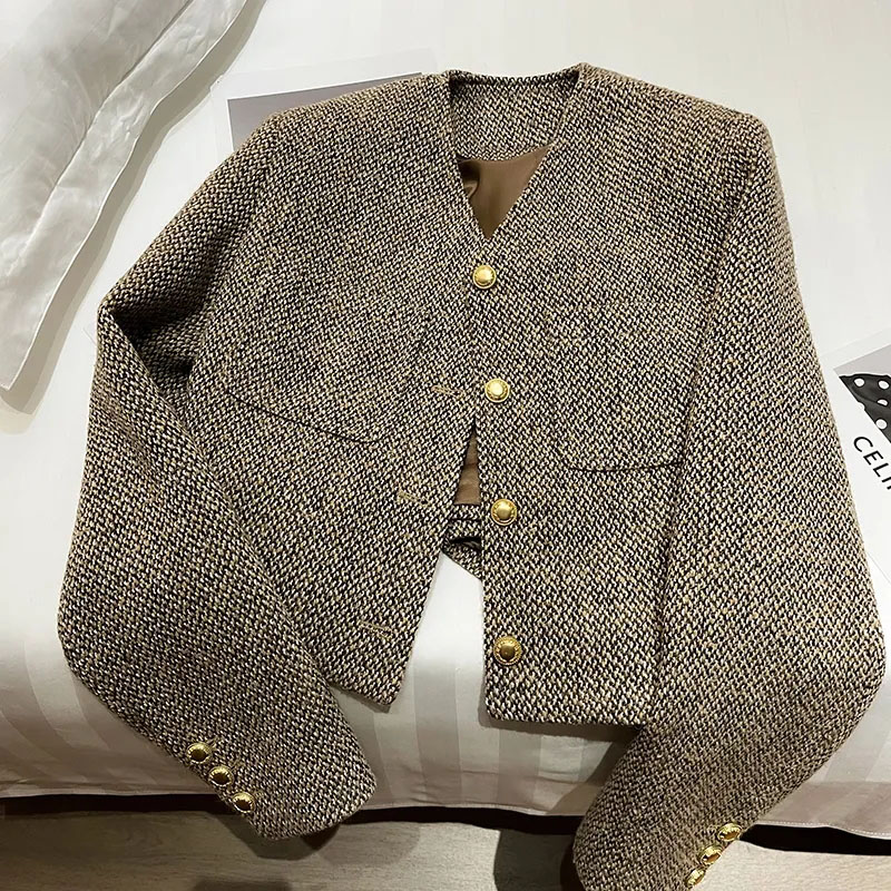 Giacche eleganti donna Chic cappotto monopetto Harajuku Office Lady Short Outwear manica lunga Classy Button Tops