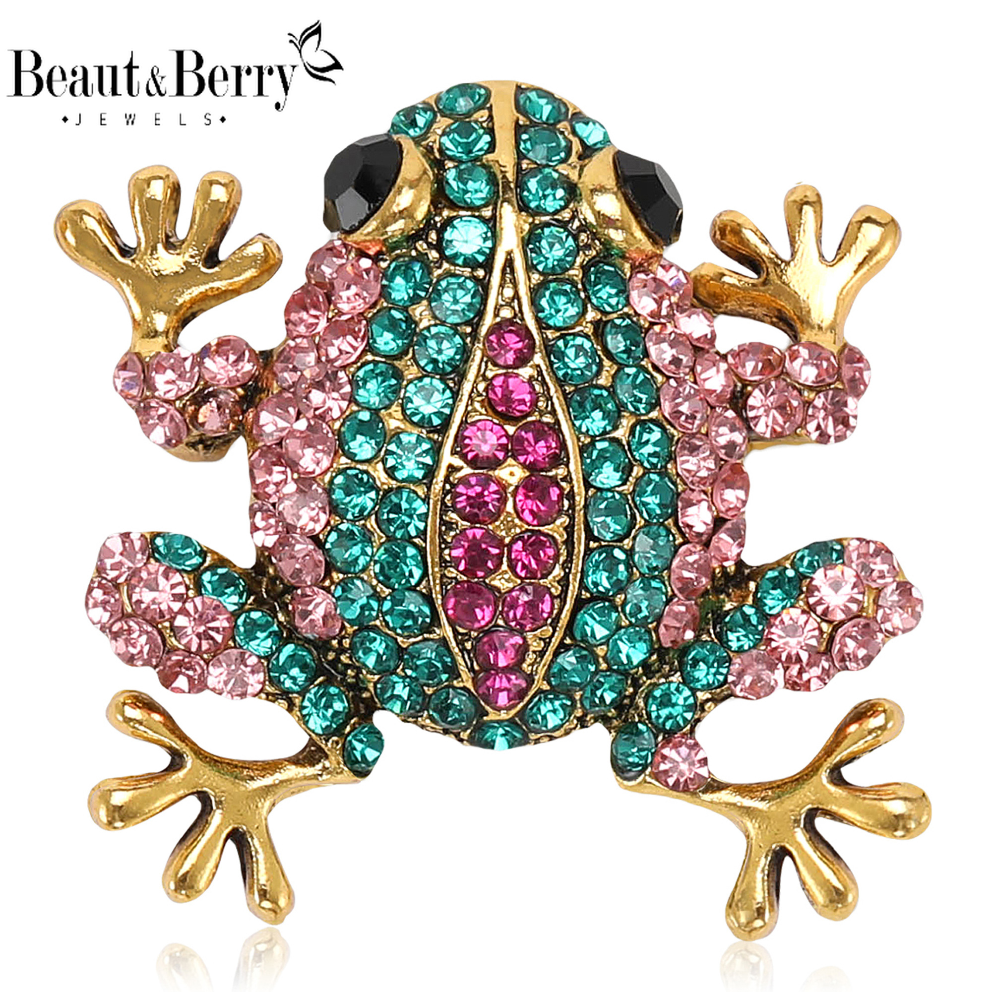 Beaut&Berry Cute Frog Brooches for Women Unisex Animal Pins Casual Party Accessories New Year Gifts Jewelry Friends Decoration