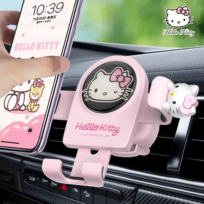 Uchwyt samochodowy na telefon Hello Kitty, aromaterapia, klips do kratki wentylacyjnej, uchwyt nawigacyjny, przyssawka, mocowanie samochodowe, prezent urodzinowy