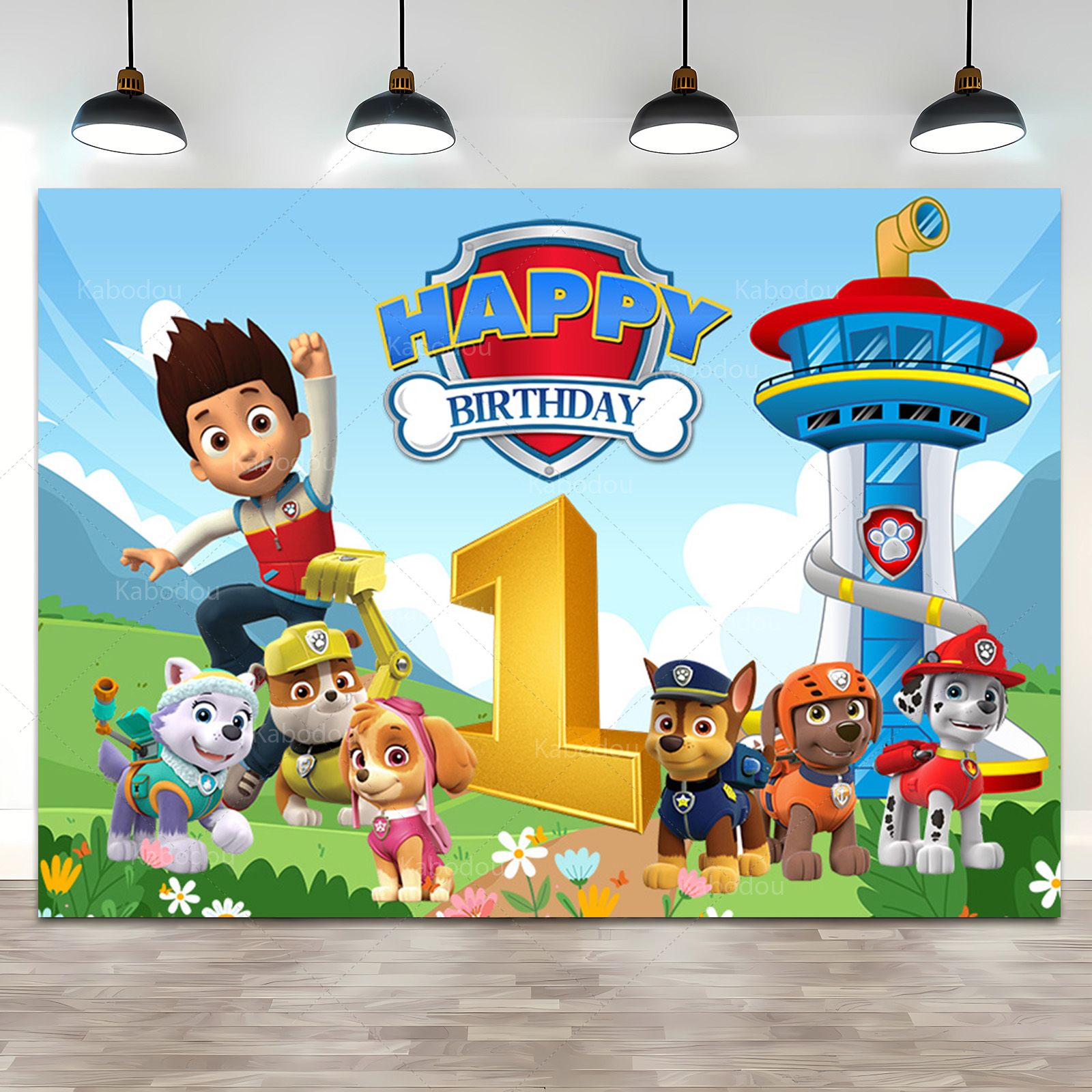 Personalizzato Nome dei bambini Età Paw Patrol Sfondo Ragazzo 1° 2° 3° Compleanno Festa Sfondo Decor Cucciolo Banner Poster Photo Studio