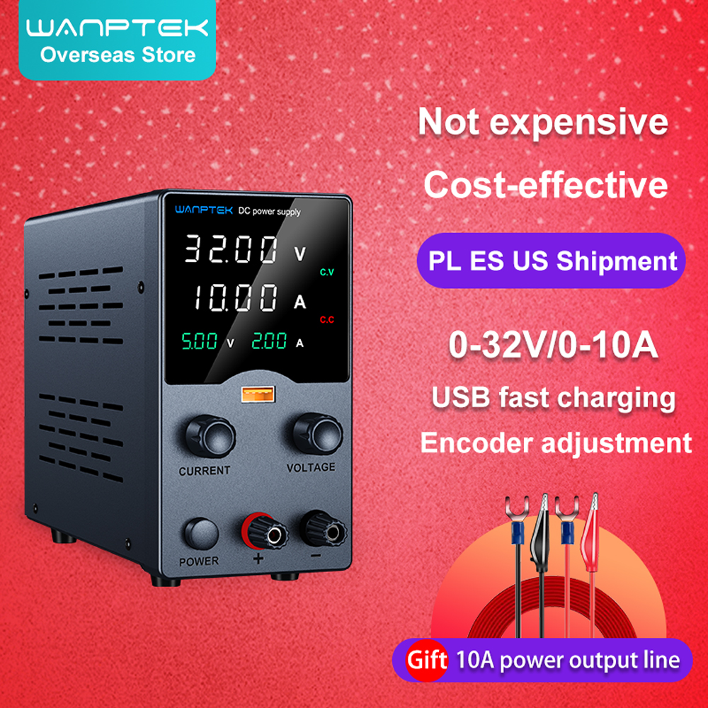 Wanptek лабораторный источник питания постоянного тока, регулируемый USB-дисплей для зарядки, 30 В, 10 А, регулятор напряжения 60 В, 5 А, 120 В, 3 А для ремонта
