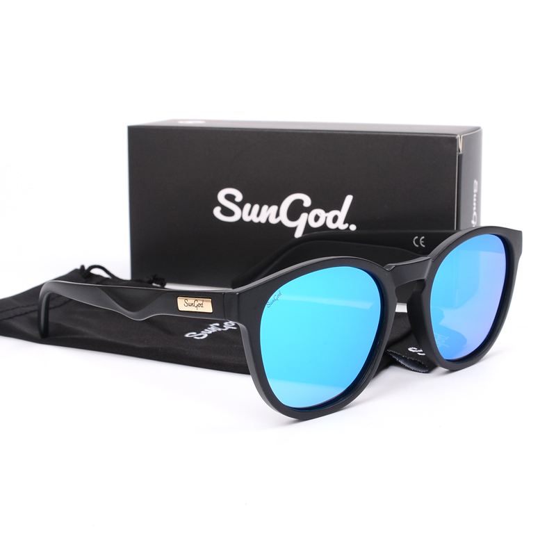 SUNGOD Blue Mirror แว่นตากันแดดผู้ชายแว่นตาเลนส์โพลาไรซ์ Vintage แฟชั่นสแควร์แว่นตากันแดดผู้ชาย SPORT