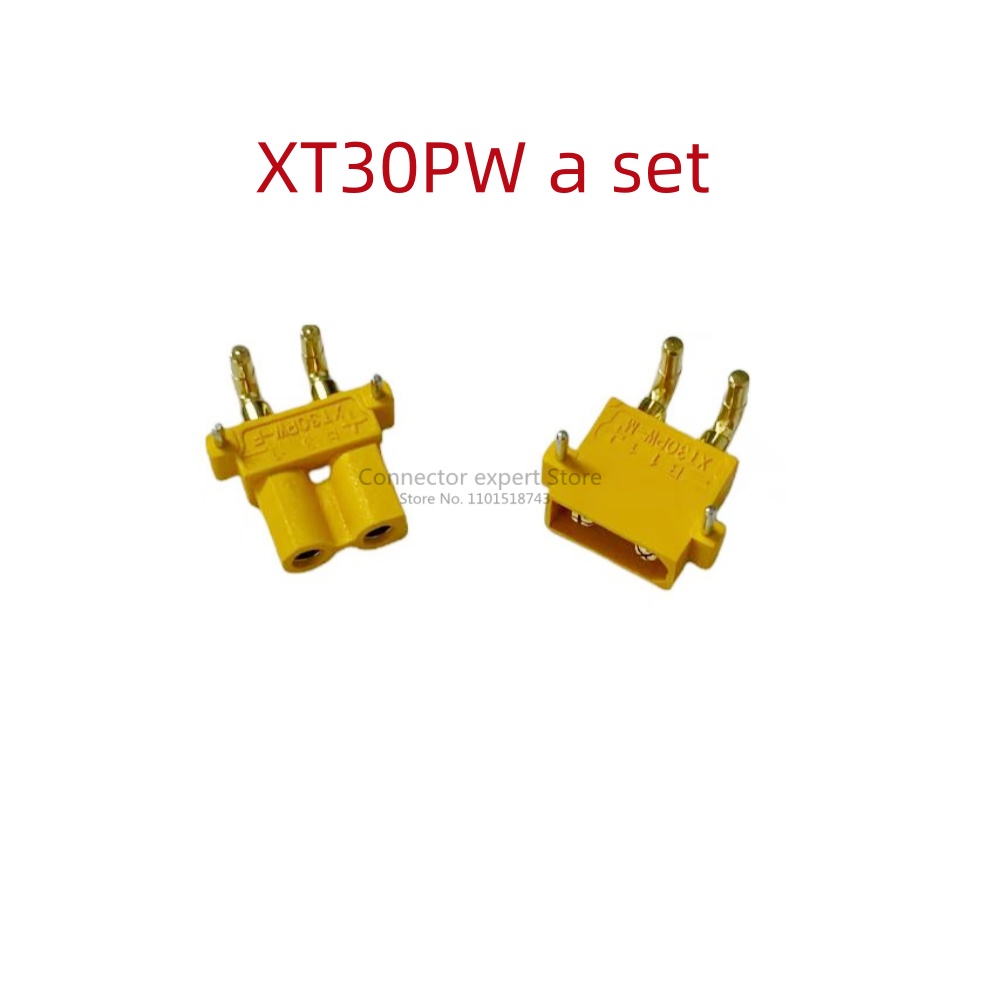 Conector de Aviação Amass XT30 30A de Alta Corrente com Placa Horizontal Soldada XT30PW-F/M Macho e Fêmea para Conexão de Fio a Placa