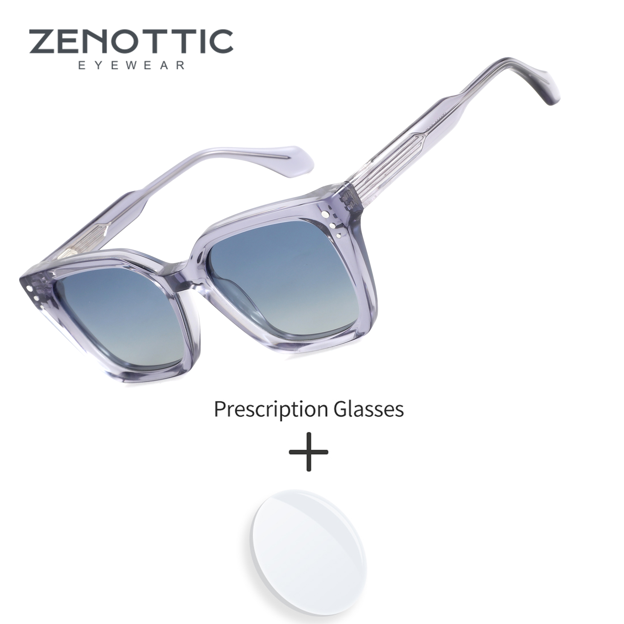 ZENOTTIC Gafas de sol unisex cuadradas de tamaño L hechas a mano de acetato modernas con protección UV400 y polarizadas