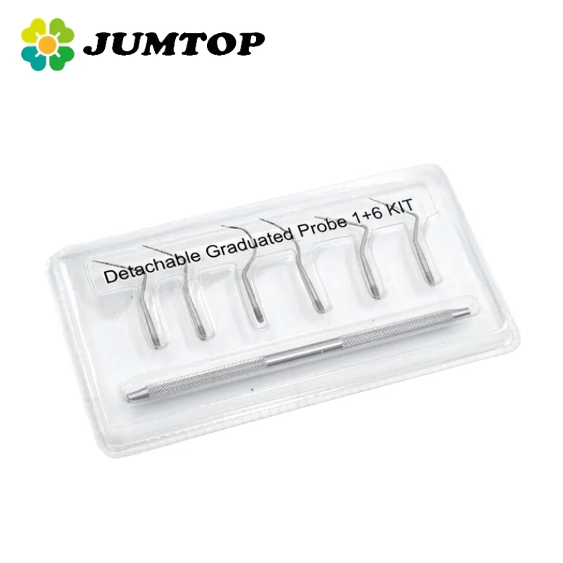 JUMTOP Dental Parodontale Sonde aus Edelstahl, abnehmbarer Griff, doppelseitiger Dental Perio Explorer