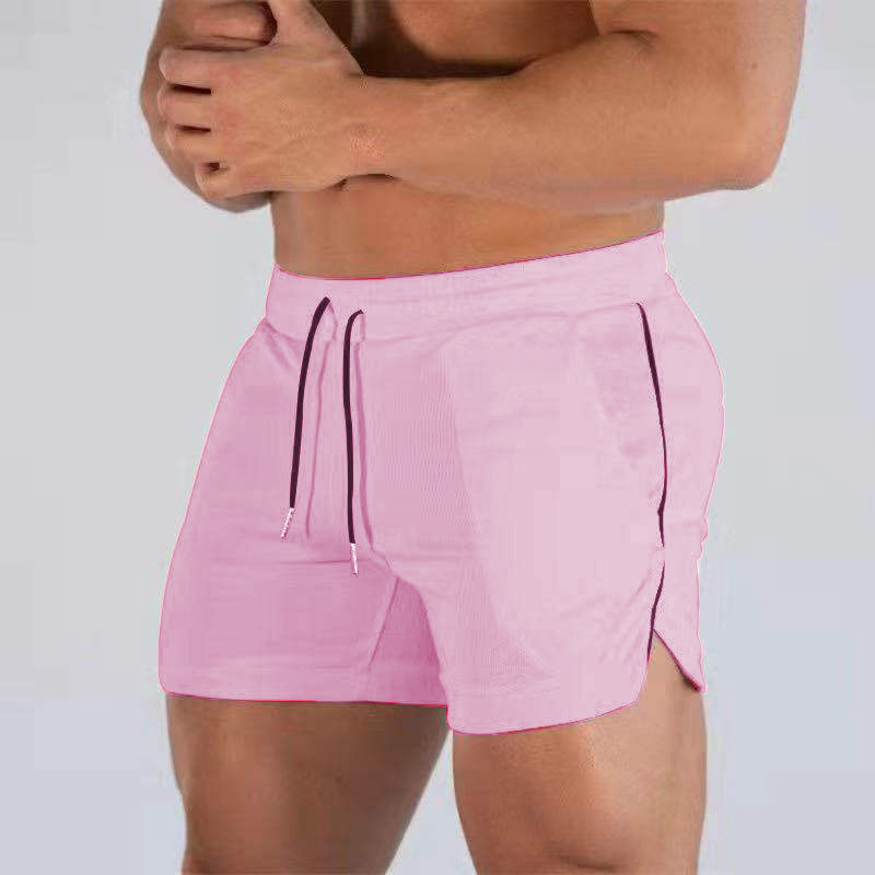 Sports Shorts Muscle New Big Size Solid Color  Men's Quick Dry Marathon Running Three Thirds Fitness Beach Pants Quick Dry Mesh