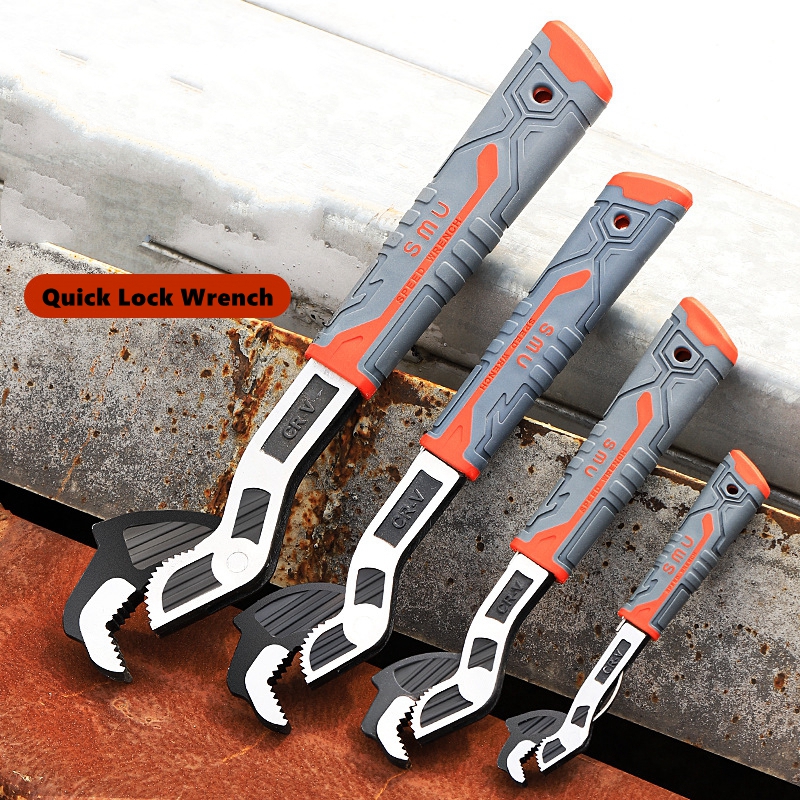 Llave autoblocante multifuncional universal de 6/8/10/12 pulgadas, llave ajustable rápida, CR-V, llave para baño, fontanero, herramienta de mano múltiple