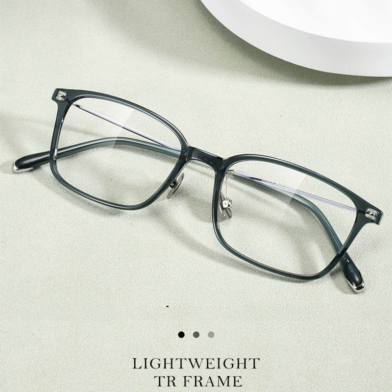 EYELUYAN กรอบแว่นสายตาทรงสี่เหลี่ยมน้ำหนักเบาผู้ชายสีฟ้าใส TR90 แว่นตาสายตาสั้นกรอบแว่นตา H0063