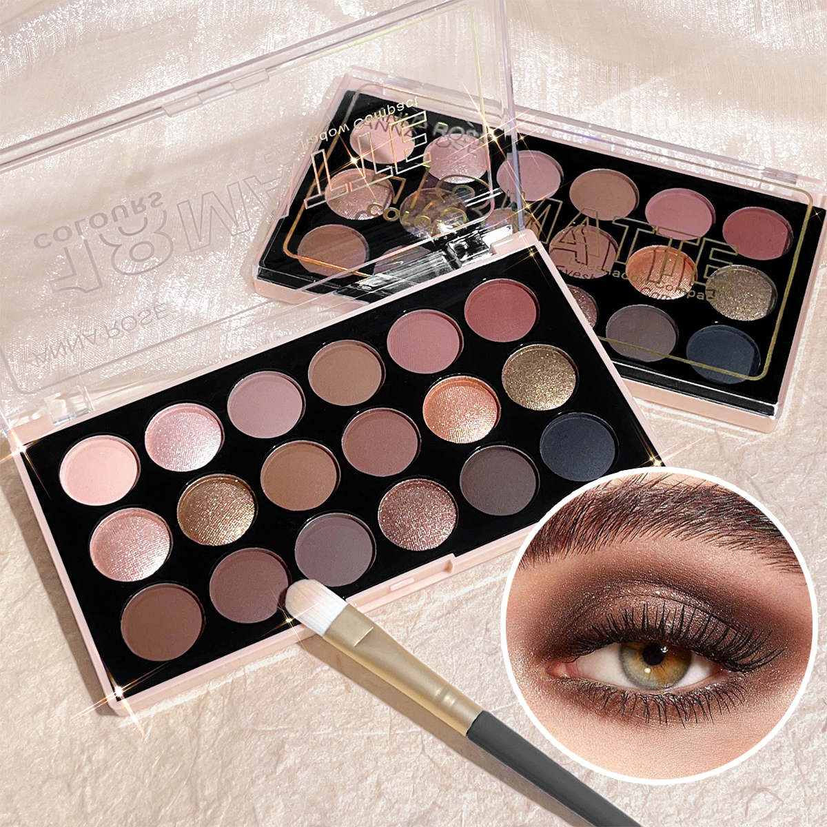 Paleta de sombras de ojos de 18 colores: nacarado, mate, brillo fino, brillo, tonos tierra, duradero, alto rendimiento