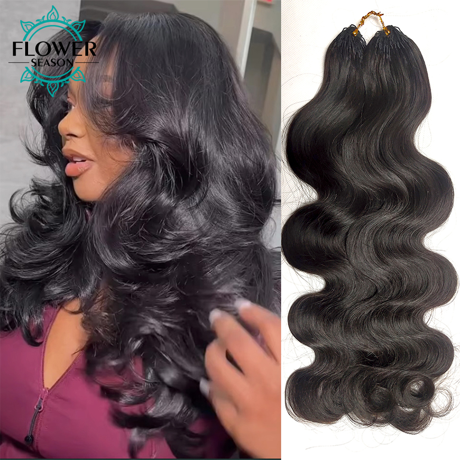 Extensões de cabelo de crochê pré-separadas sem nós, onda corporal, penas, crochê, cabelo humano, sem costura, reutilizável, 60g, 50 fios para mulheres