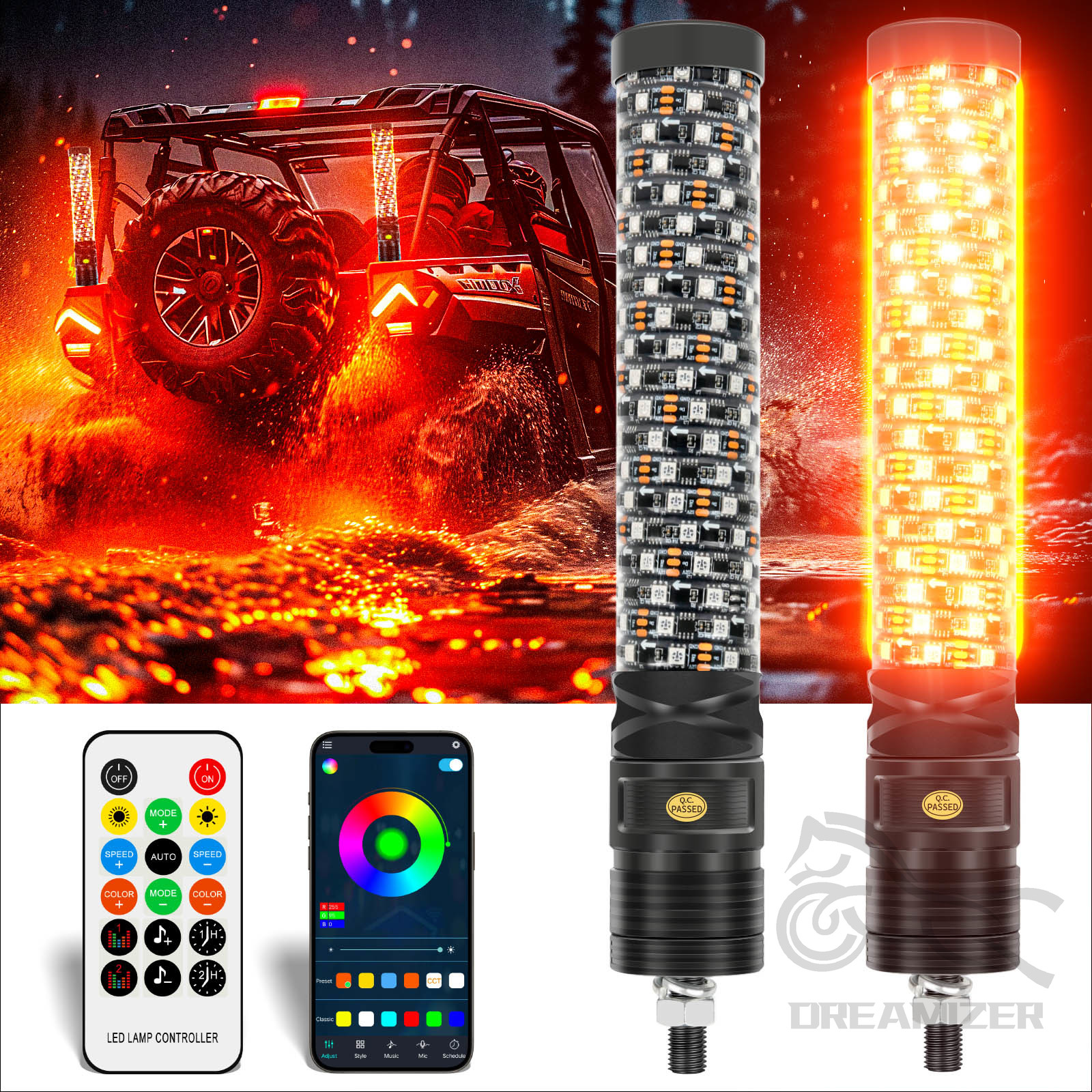 2ชิ้นหลอดไฟ LED แบบเกลียวอ้วน1FT สำหรับการหมุนด้านข้างสำหรับการควบคุมแอปพลิเคชั่นของ UTV ที่เข้ากันได้กับ Polaris RZR สำหรับกระป๋อง-ฉันมาเวอริก X3
