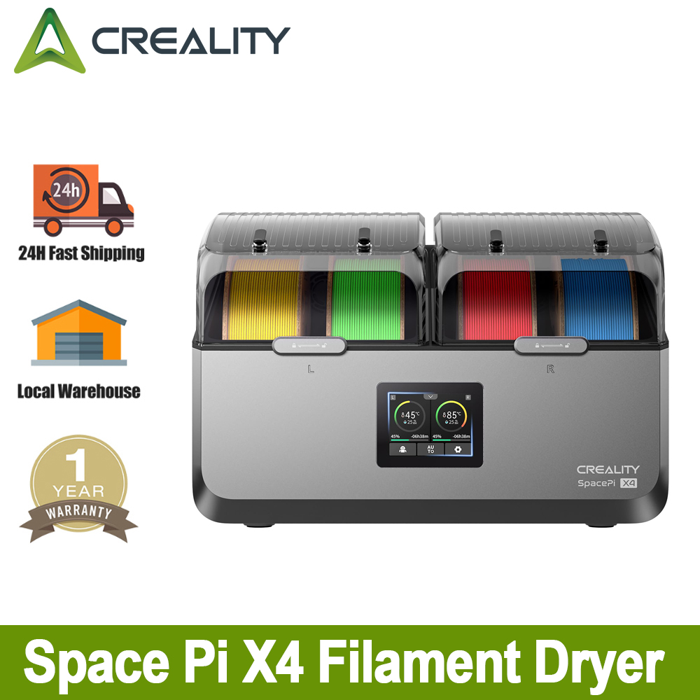 Suszarka do filamentu Creality Space Pi X4 z podwójnymi niezależnymi komorami grzejnymi i aktywną osuszaczką, do filamentów drukarek 3D FDM.