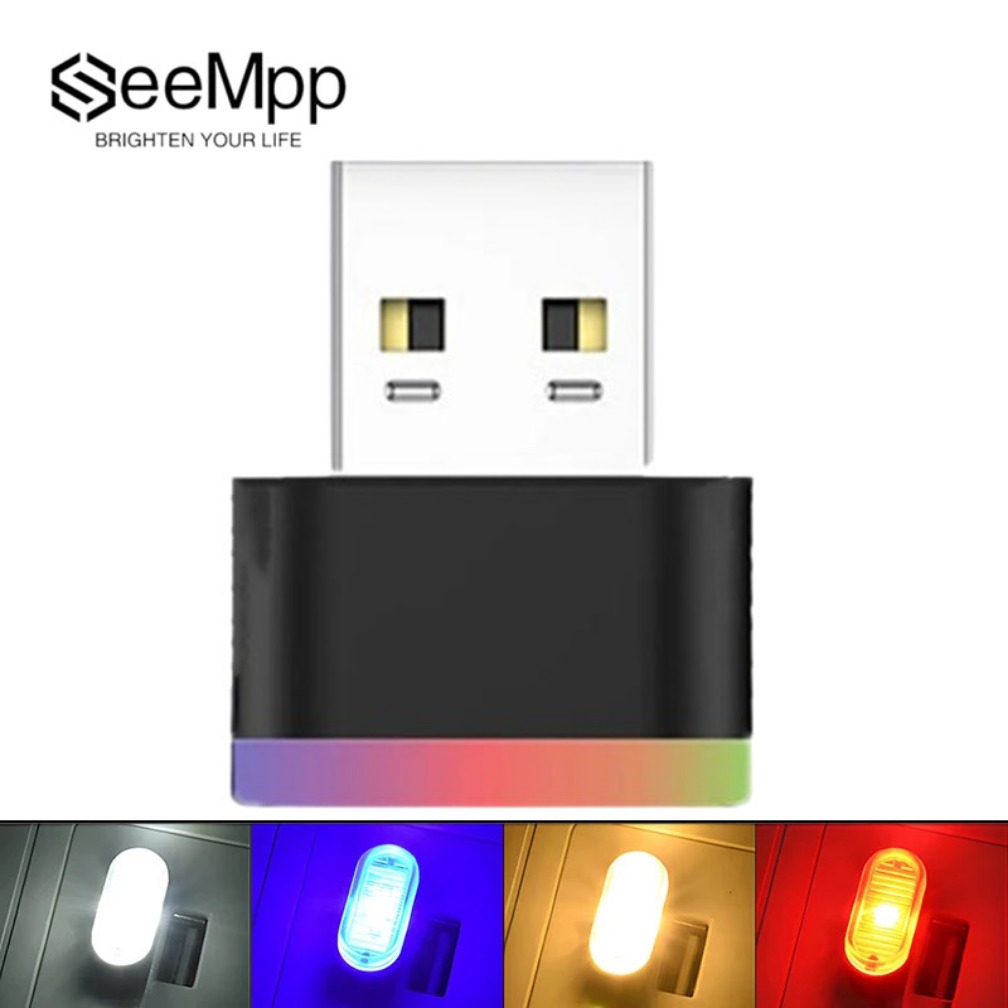 Seempp-USB LEDカーインテリアライト、自動雰囲気ライト、緊急照明、pc、カラフルな装飾ランプ、カーアクセサリー