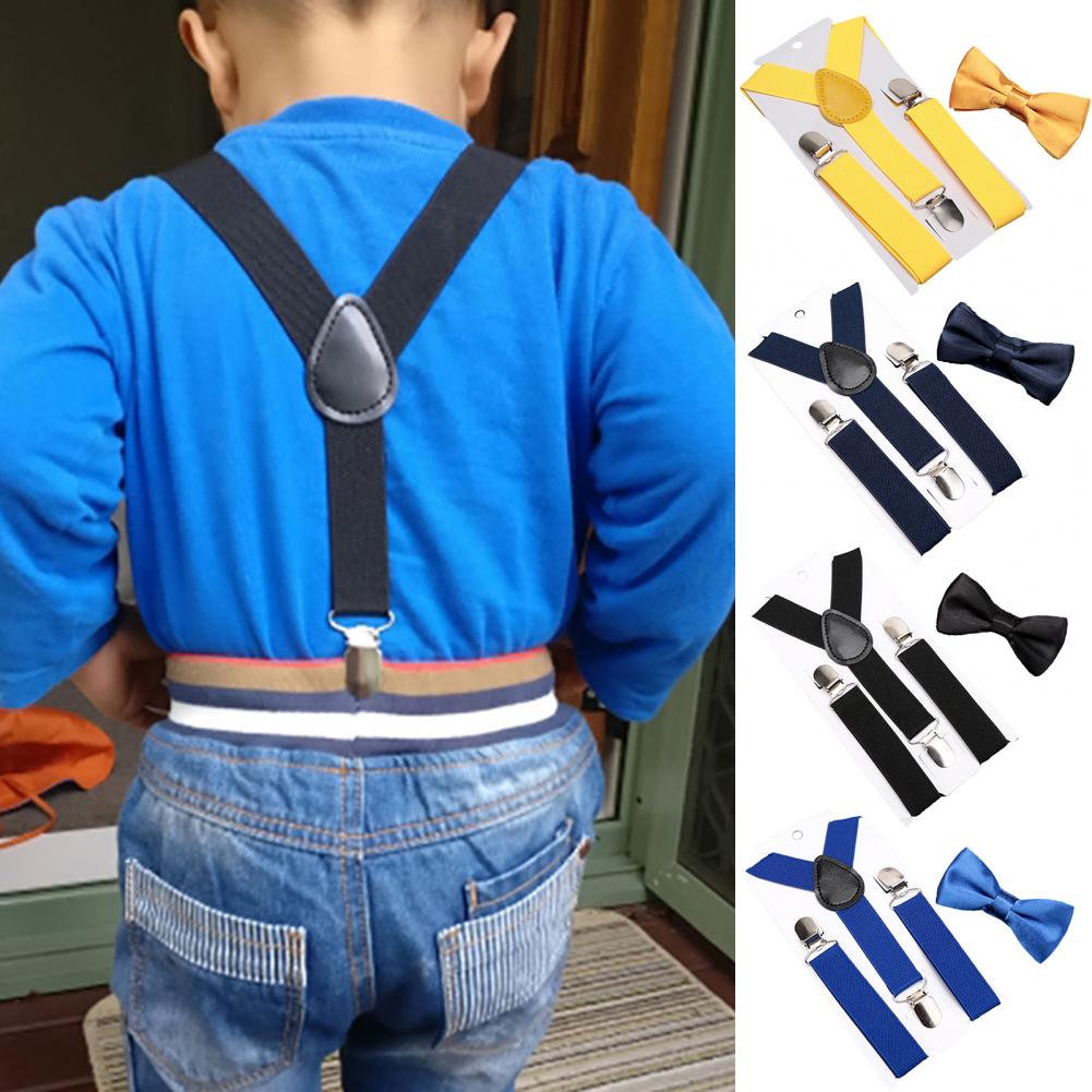 Banda elástica con pajarita integrada, banda elástica ajustable con pajarita, tirantes versátiles para niños, rendimiento
