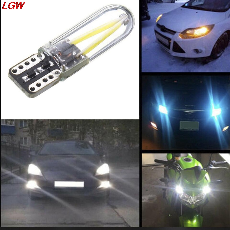 5 sztuk T10 W5W COB LED CANBUS Silikonowe szklane żarówki o wysokiej jasności do tablic rejestracyjnych Szerokość wyświetlacza Żarówki LED