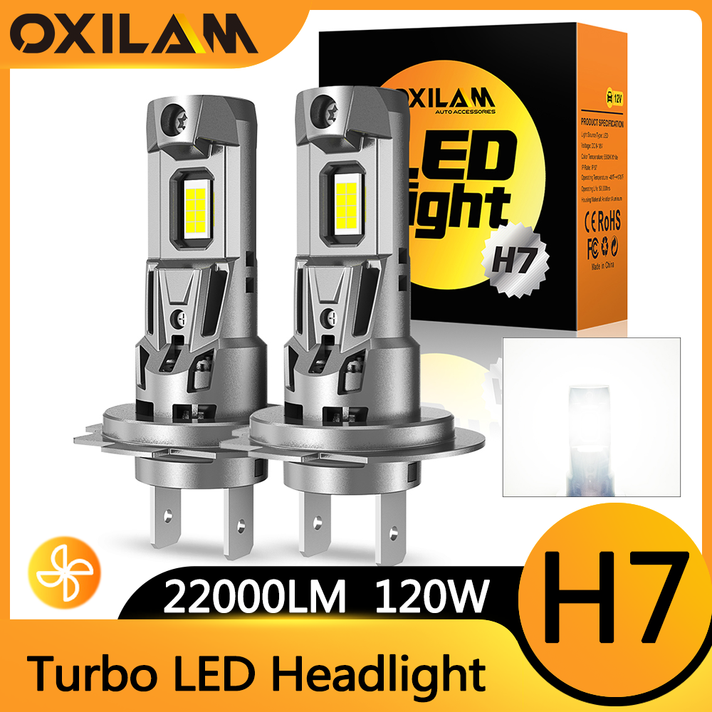 OXILAM 2 Pz 120 W Ad Alta Potenza H7 HA CONDOTTO LA Lampadina Turbo Faro 6500 K 22000LM 12 V CSP Potente Migliore H7 LED Diodo approvato H7 Mini Lampada
