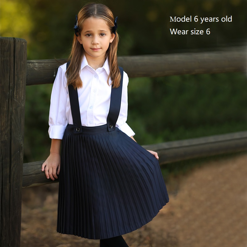 Vestido e Saia Sem Mangas para Meninas, Roupas de Inverno, Saia Plissada Azul Marinho para Escola, Tamanhos 5-14, Para Todas as Estações