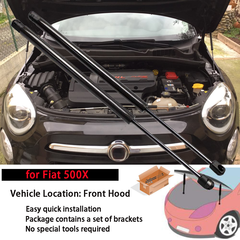 Pour Fiat 500X 2014-2022 – Amortisseurs de capot avant à ressort à gaz, vérins de levage, supports de rechange, amortisseurs de choc, tiges de support, pistons, absorbeurs