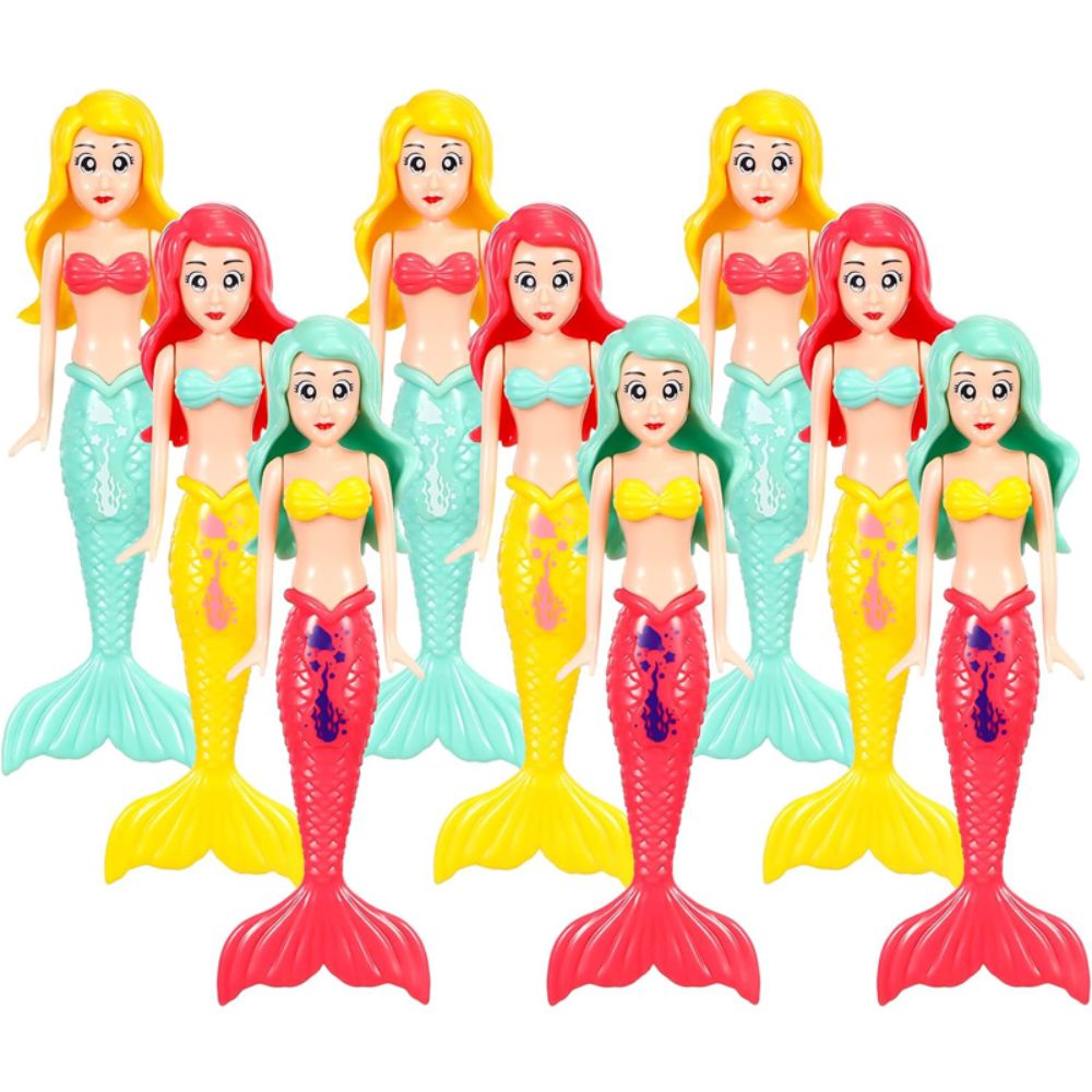 4 buah mainan mandi putri duyung, mainan menyelam putri duyung warna-warni, permainan kolam renang untuk balita laki-laki perempuan remaja dewasa