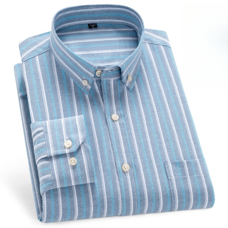 Nuove Camicie Oxford da Uomo a Maniche Lunghe 100% Cotone Casual a Quadri Morbide Vestibilità Regolare Camicia Formale Blusa Sociale Abbigliamento Maschile 7XL
