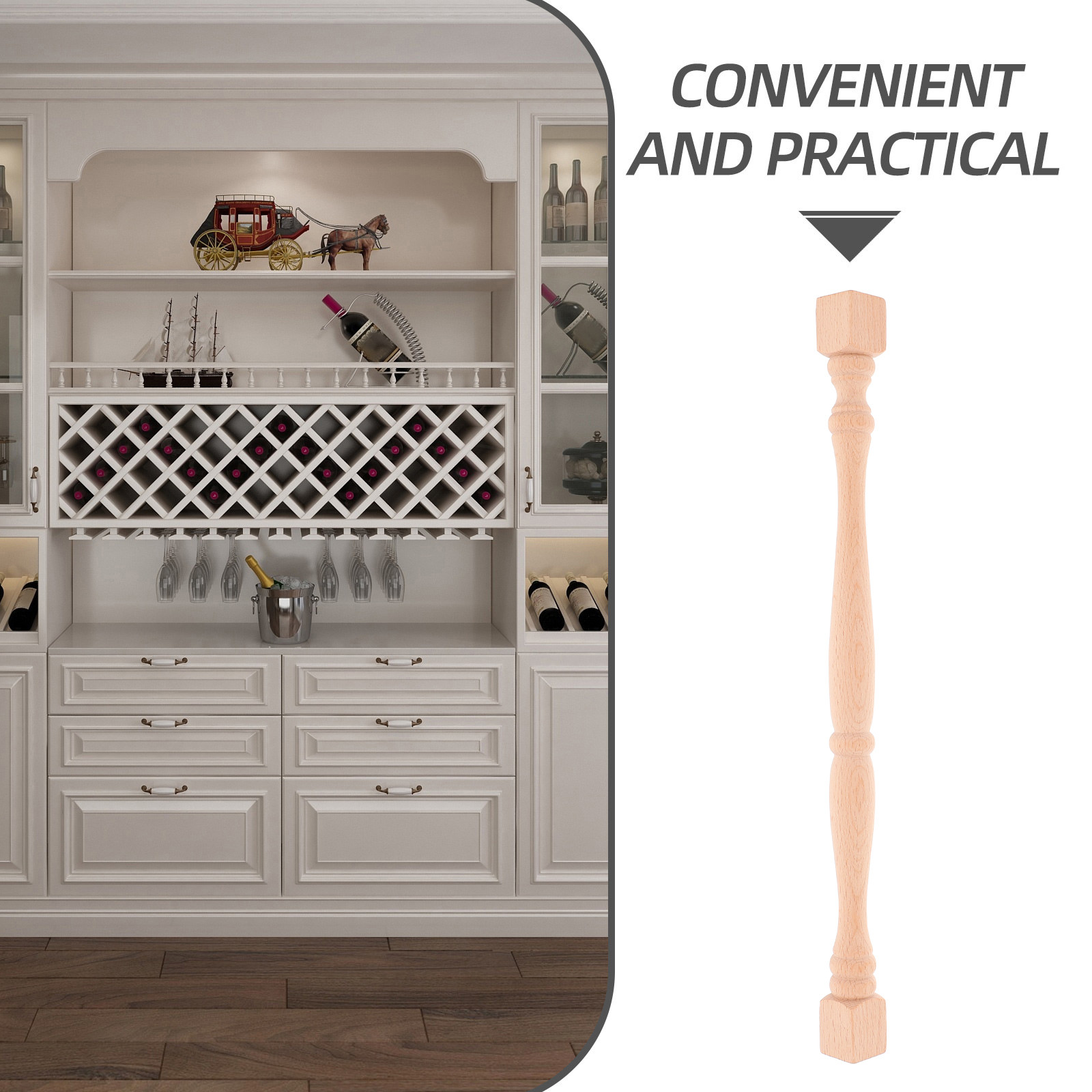 Unique Wooden Balusters Real Wood Spindle for Stairs Cabinets Furniture Posts Decorative Carving Baluster Interior Stair Railing