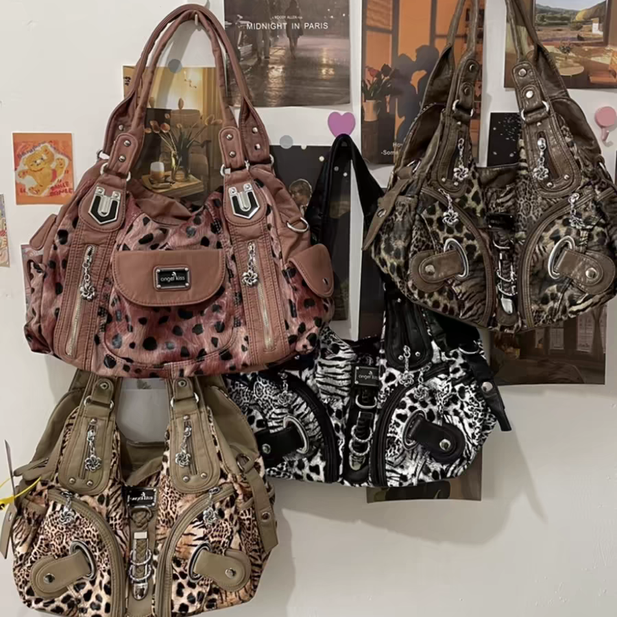 Marque de créateur rétro imprimé léopard fourre-tout grande capacité sous les bras épaule sacs à bandoulière pour les femmes