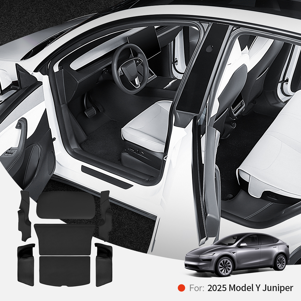 YZ สําหรับ Tesla รุ่น Y Juniper 2025 ใหม่หนัง Trunk Mats ล้อมรอบกันน้ํา Non-SLIP Liner CUSTOM ชั้นอุปกรณ์เสริม