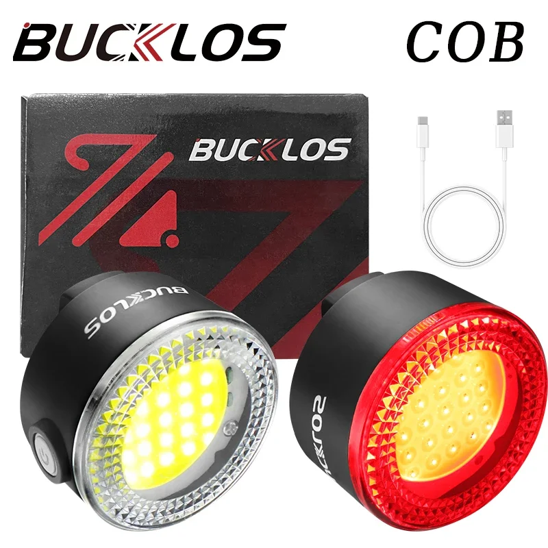 BUCKLOS COB จักรยานไฟท้ายไฟหน้า USB ชาร์จจักรยานไฟเตือนความปลอดภัย MTB LED ด้านหน้าด้านหลังโคมไฟขี่จักรยานชุด