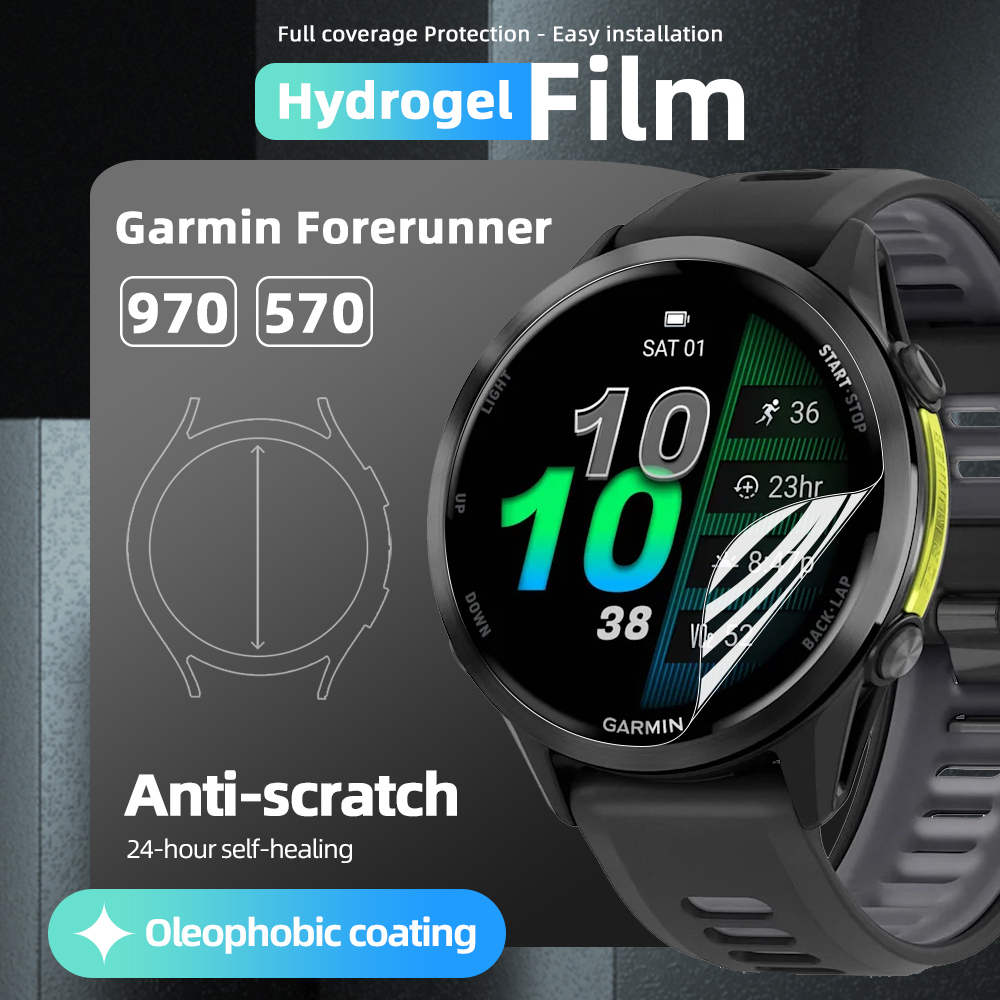 Гидрогелевая пленка для Garmin Forerunner 970/570 42 мм 47 мм Защитная пленка для экрана, HD прозрачная мягкая защитная пленка с полным покрытием, аксессуары